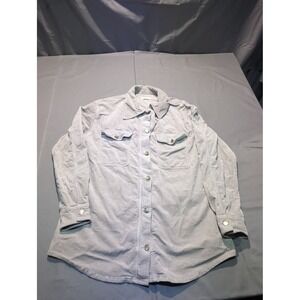 Good American Corduroy Shirt Jacket Gray Long Sleeve Button Up Women's Size 3/4